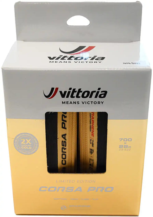 Vittoria Corsa Pro Gold LTD G2 TLR Tubeless Folding Road Tyre Twin Pack