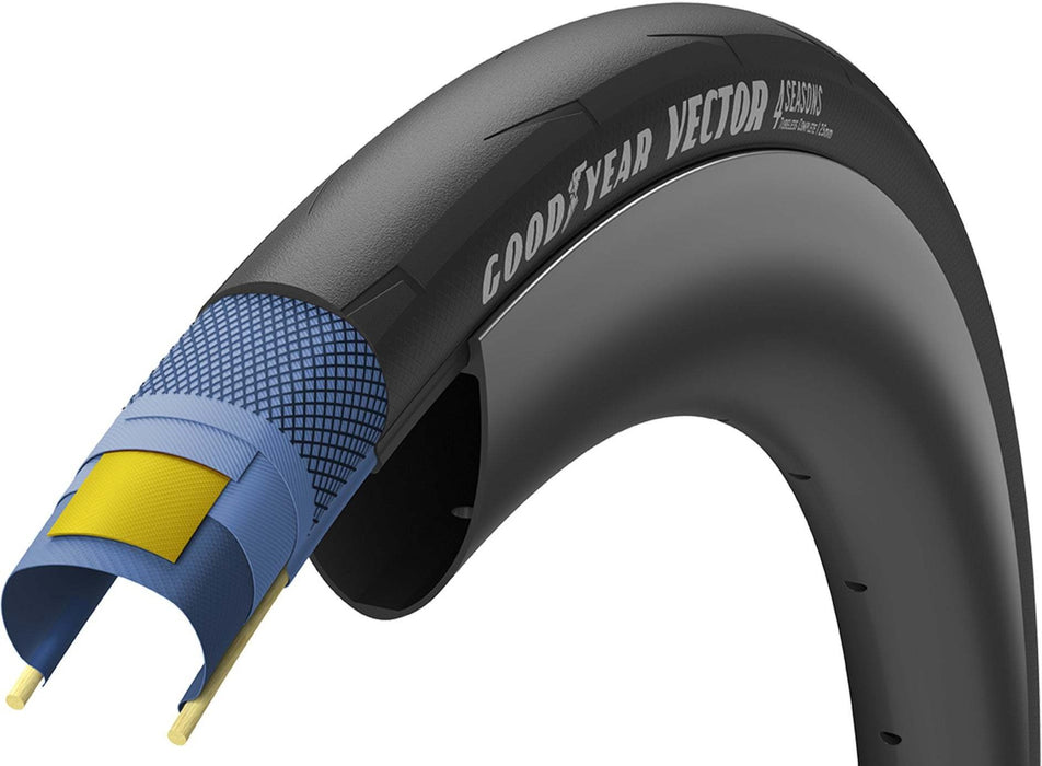 Goodyear Vector 4Seasons Tubeless Folding Road Tyre 700 x 25 Black | ABC Bikes